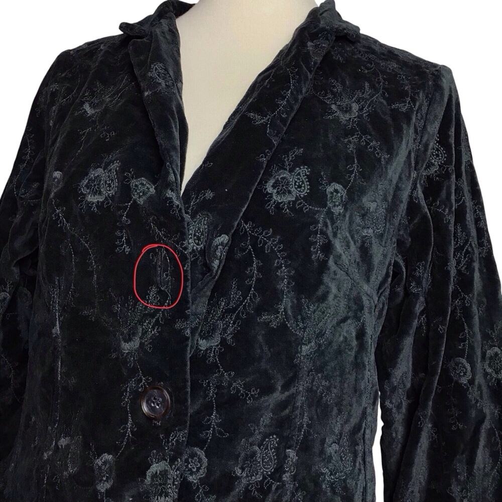 CP Shades Dark Green Velvet Long Sleeve Peplum Fall Winter Coat Jacket Blazer L - Picture 4 of 13